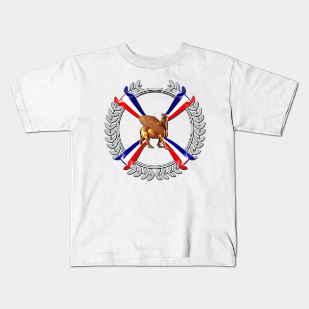 Assyrian Lamassu and the Flag Kids T-Shirt by doniainart